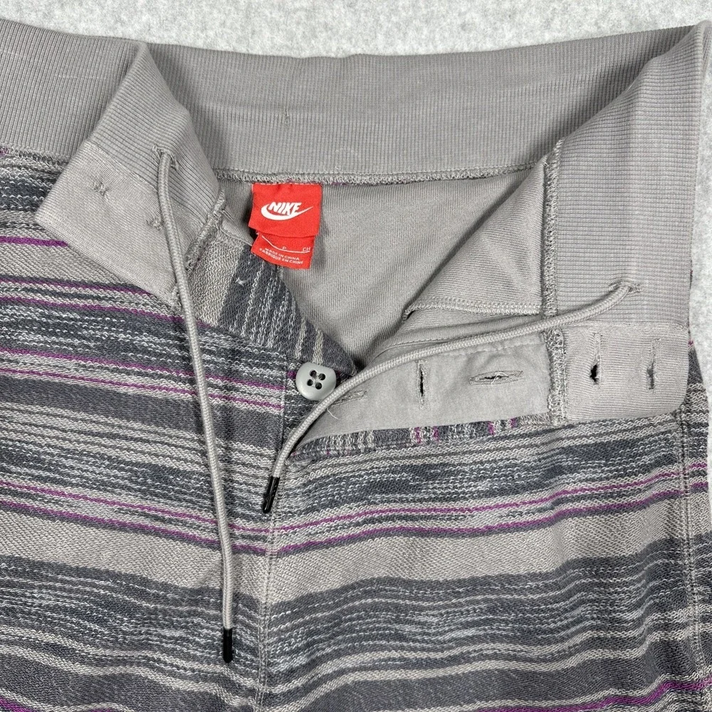 Nike FC‎ Shorts Men's Small Grey Purple Striped Athletic Drawstring French Terry